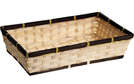 Rectangular bamboo basket with brown trim : Trays, baskets