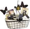 Black metal basket with fabric lining : Trays, baskets