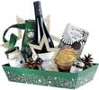 Rectangular cardboard basket with Happy Holidays decor : Trays, baskets