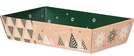 Festive kraft cardboard display tray with fir trees, rectangular, green and white  : Trays, baskets