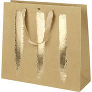 Kraft paper bag with gold brushstrokes - ribbon handle : Celebrations