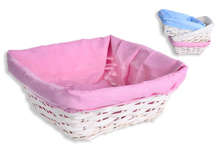 Pack of 3 Rectangular wicker basket + tissue : Trays, baskets