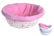 Pack of 3 Round wicker basket + tissue : Trays, baskets