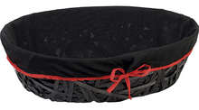 Corbeille bois ovale noire + liseré rouge : Trays, baskets