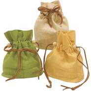 Pack of 3 cotton and leather pouches  : Bags