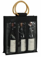 Jute bottles bag with window for 3 bottles 75 cl  : Bottles packaging