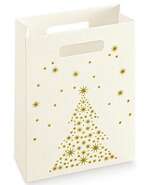 Cardboard shopping bag with gold fir tree motif  : Boxes