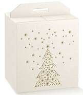 Gift box with fir tree decor, gold  : Boxes