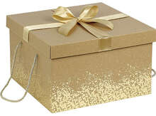 Coffret carton kraft carré décor or noeud satin : Boxes