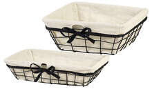 Corbeille métal rectangle noir/tissu : Trays, baskets