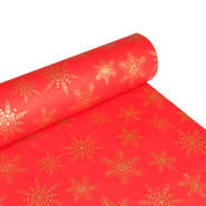 Red gift wrap with snowflakes in gold glitter  : Packaging accessories