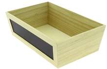 Wooden display tray with memo slate  : Trays, baskets