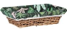 Rectangular wicker/wooden basket lined with plant design fabric  : Trays, baskets