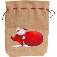 Santa Claus jute pouch with drawstring  : Bags