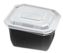 50 PP trays, black base + transparent lid : Vaisselle snacking
