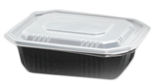 50 PP trays, black base + transparent lid : Events / catering