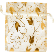 Organdy sachets with drawstring closure, gold : Bags