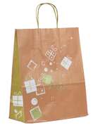 Festive kraft paper gift bag copper/gold : Bags