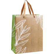 Kraft cardboard bag with decorative leaf design : Bags