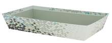 Rectangular cardboard display tray decorated with scales  : Trays, baskets