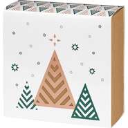 "Season's Greetings" sleeved kraft cardboard gift box, square  : Trays, baskets
