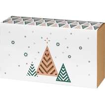"Season's Greetings" sleeved kraft cardboard gift box, rectangular : Trays, baskets