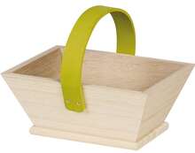 Panier bois rectangle nature coloris vert  : Trays, baskets