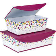 Boîte cadeau rectangulaire avec couvercle à charnière magnetique motif pois blanc/violet  : Boxes