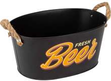 Black Oval Metal Bucket "Fresh Beer" : Trays, baskets