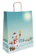 Kraft paper bag in the shape of a snowman : Celebrations