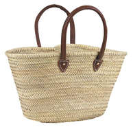 Moses basket style palm straw bag, long handles : Bags