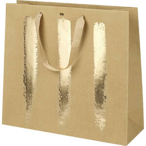 Product image Kraft paper bag with gold brushstrokes - ribbon handle