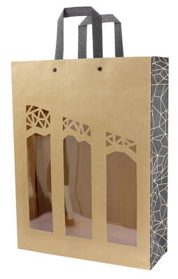 Product image AUTHENTIC kraft paper bottle bag with window