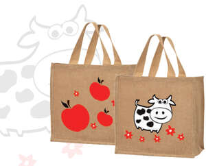 Product image Cow and apples jute tote bags
