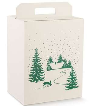 Product image Gift box with fir tree decor, green 