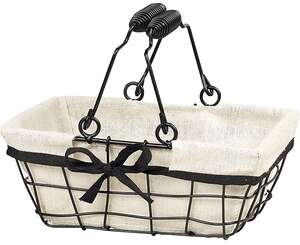 Product image Black metal basket with fabric lining