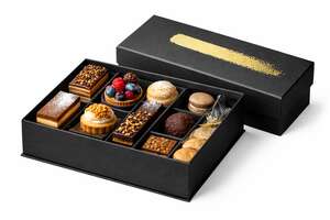 Product image Mini confectionery gift box with 3 dividers, black and gold