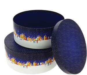 Product image Set of 2 round "Village" gift boxes