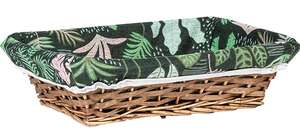 Product image Rectangular wicker/wooden basket lined with plant design fabric