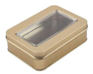 Product image "GOLD" metal box with window in lid 