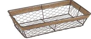 Product image Rectangular basket in aged-look metal and rope