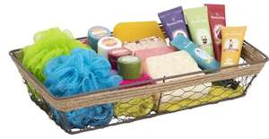 Product image Rectangular basket in aged-look metal and rope