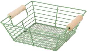 Product image Square metal basket with green wooden handles “Sauvage”