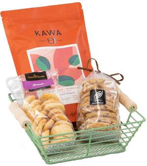 Product image Square metal basket with green wooden handles “Sauvage”