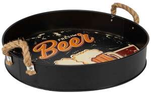 Product image Black Round Metal Tray "Fresh Beer"