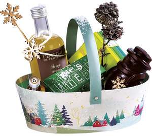 Product image Oval Cardboard Basket “Snowy Countryside” collection