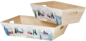 Product image Rectangle Wooden Basket “Snowy Countryside” collection