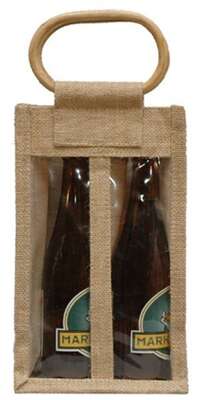 Product image Jute bag for 2 33cl bottles + LONGNECK window