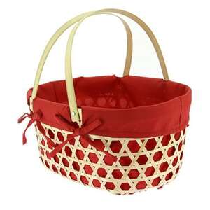 Product image Oval Bamboo Openwork Basket Lined Red