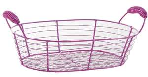 Product image Oval basket in pink lacquered metal